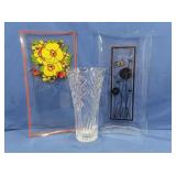 Crystal Vase 12", Glass Decorative Trays