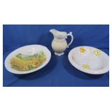 Devonshire Place Pitcher, 2 Ceramic Bowls