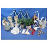 Plastic Flowers & Candle Holders