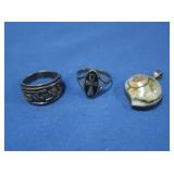 2 Sterling Rings 12 gr, Sterling Seashell Pendant