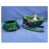 Christmas Holly Sleigh Dish, Candy Dish & more