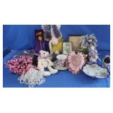 Silk Flowers, Chenille Bunny Doll, 24K Rose