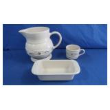 Longaberger Pitcher, Butter Dish, Coffee Cup