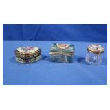 3 sm Decorative Limoges Boxes w/22K Gold