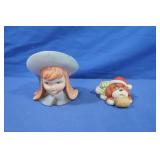 Lefton China Girl Vase, Puppy Statue