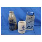 Tin Grater, Beer Stein, Earthenware Vase