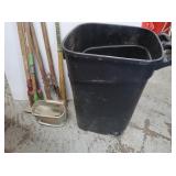 Trash Can, Post Hole Diggers, Bat & more