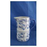 Blue Flowered Pitcher