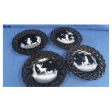 4 Black Westmoreland Glass Plates