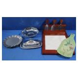 Cutting Board, Butter Dish, Metal Plates