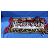 Last Supper Tapestry, Wooden Bowls & Cross