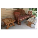 4 pc Outdoor Furniture Set-Glider Chair, 2 Tables