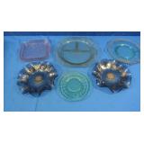 Vintage Green, Pink, Decorated Glassware