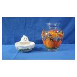 Gost Candy Dish, Pumpkin Painted Vase