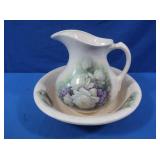 Floral Decorated Bowl & Pitcher
