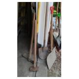 Fiberglass Handle Shovel, 2 Sledge Hammers,