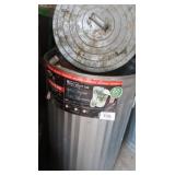 Metal Trash Can-partially full of Bird Seed