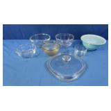 Blue Pyrex 7" Bowl, Glass Bowls, Lid