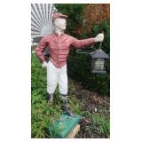 Cement Lawn Jockey w/Wired Light(very heavy) 44"H