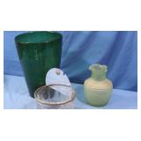 Glass Bowl w/Lid, Glass Vases