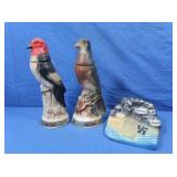 2 Vintage Jim Beam Sparrow, Woodpecker, Omaha/Utah