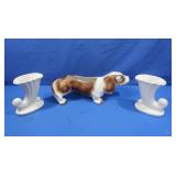 Vintage Plastic Dog Planter&Cornucopia Vases