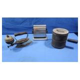 Antique Iron, Toaster, Coffee Pot