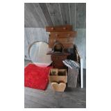 Nightstand, Mirror, Mantle Clock(as is), drawers,