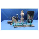 Metal Trash Can, Wall Hooks, Clock Pieces&more