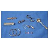 Sterling Earrings, Pins, Tie Bar