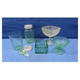 Green Depression & Vaseline Glass(glows)