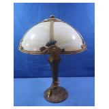 Vintage Tiffany Style Lamp w/Curved Slag Glass,