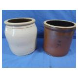 2 Vintage Crocks(White has crack)