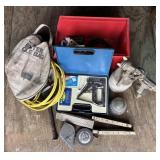 Staples w/Gun, Paint Sprayer, Jumper Cables, Tape