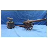 Antique Outdoor Light Fixture, Metal Cannon Toy