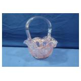 Vintage Smith PinkCarnival Glass Basket