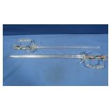 2 Murano Glass Epee 19" Fencing Sets(both chipped
