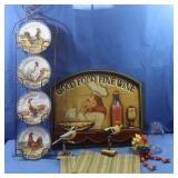 Home Decor-Chicken Plates, Wine Sign & more