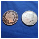 2 Half Dollars-1903, 1964   90% Silver
