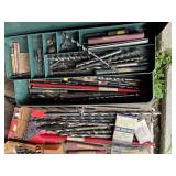 Metal Tool Box w/Lg Selection of Drill Bits, Pond