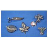 Sterling Pin Lot-2 w/Alabaster, 1 w/Turquiose 42gr