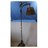 Antique Brass &Marble Ornate Lamp w/Shade