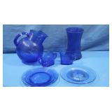 Cobalt Glass Pitcher, Plates & more