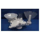 Milk & Clear Glass Bowls, Vases