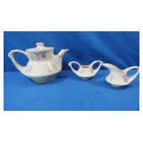 Pearl 22K Teapot, Creamer & Sugar Set