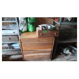 2-2gal. Sprayers, Vise, 3 Drawer Wood Cabinet
