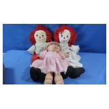 3 Dolls-Raggedy Ann&Andy, Cabbage Patch Doll