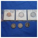 1906 Indian Head Penny, 2 1911v Nickels, 1921