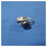 14K Black Pearl Ring   2.5gr   Sz 6