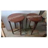 2 Round Dropleaf Tables-17"dia.x27"H